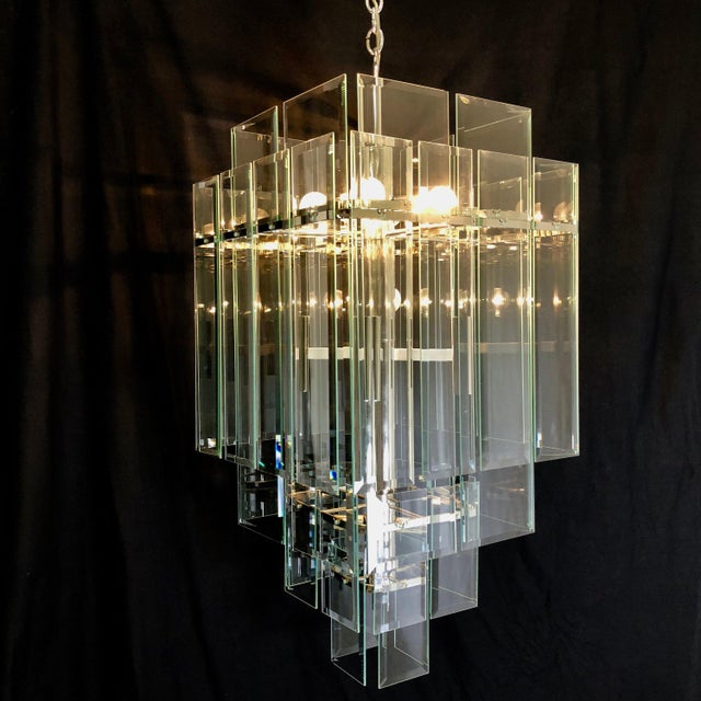 Large 17-Light Minimalist Modern Glass Chandelier by Forecast .