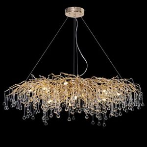 ANTILISHA Modern Crystal Chandelier Rectangle Gold Branch Forest .