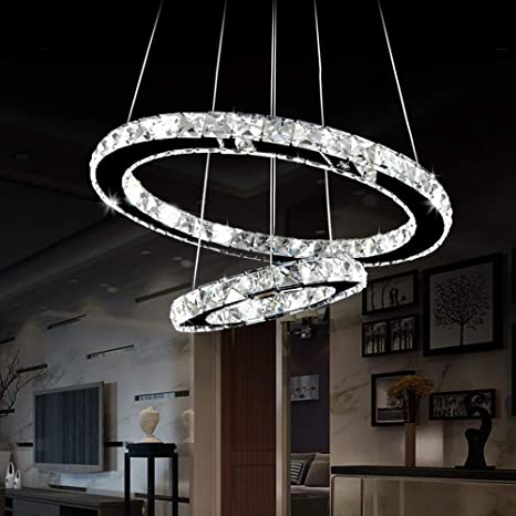 Antilisha LED Chandelier Lighting Crystal Modern LED 2 Rings .
