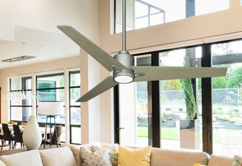 Reveal 52" Indoor/Outdoor Modern Ceiling Fan in Brushed Nickel .