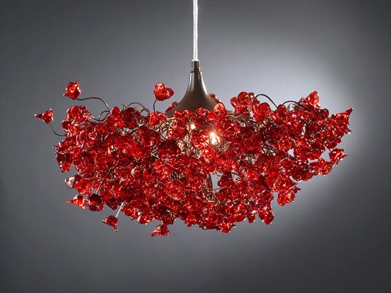 Modern Hanging Light with Red flowers for living room, bedroom .