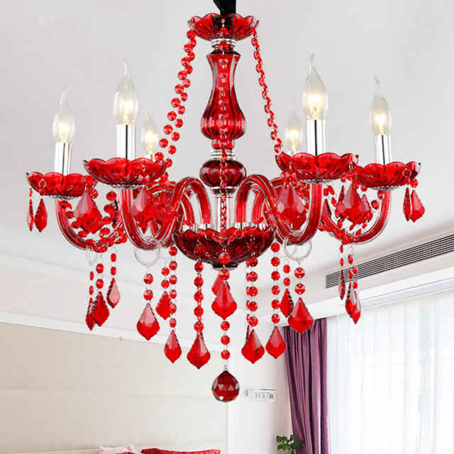 Modern Red Chandelier for living room Bedroom Kitchen weeding .