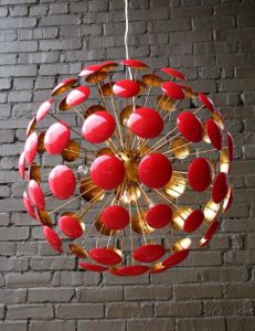 Chandelier above dining | Red chandelier, Stilnovo chandelier .