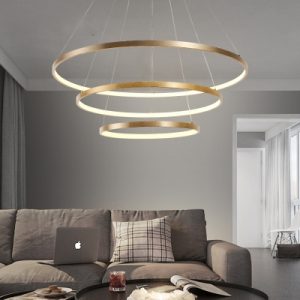 Ultra Modern Gold Finish Small/Large Halo LED Chandelier Brushed .