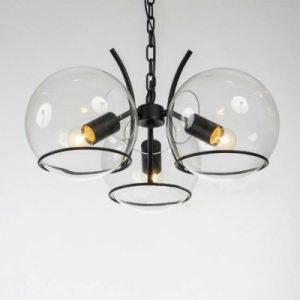 Chic Modern 3 Light Clear Globe Shade Small LED Chandelier in .