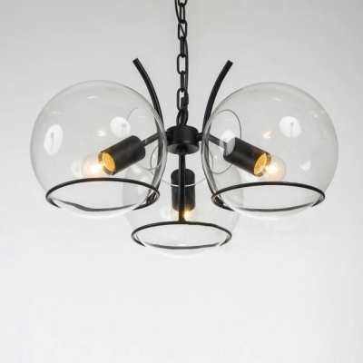 Chic Modern 3 Light Clear Globe Shade Small LED Chandelier in .