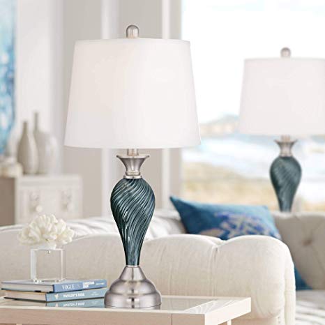 Table Lamps For Living Room Arden Modern Set Of 2 Green Blue Glass .