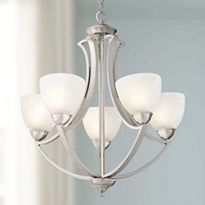 Milbury Satin Nickel Chandelier 24" Wide Modern White Glass 5 .