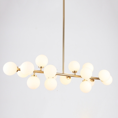 Lateral Chandelier Globe Modern White - Beautifulhalo.c