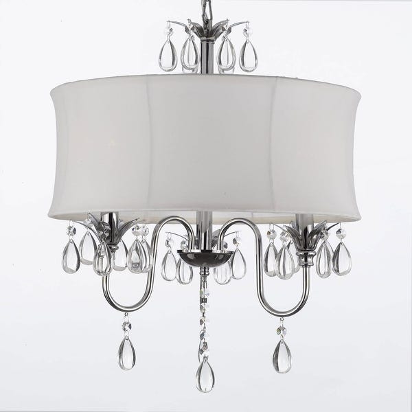 Shop Modern Contemporary White Drum Shade & Crystal Plug in .
