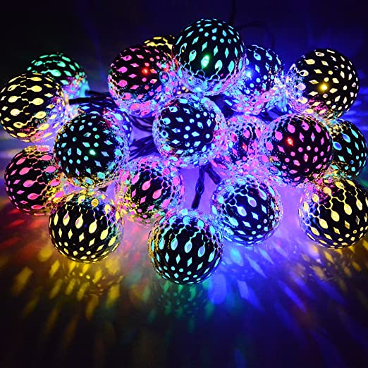Amazon.com: Dephen Solar String Lights Moroccan Ball Multicolor .