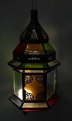 Glass Lantern Lamp Moroccan Indoor Outdoor Electric Candlelit MED .