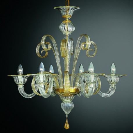 Goldoni" Murano glass chandelier - Murano glass chandelie