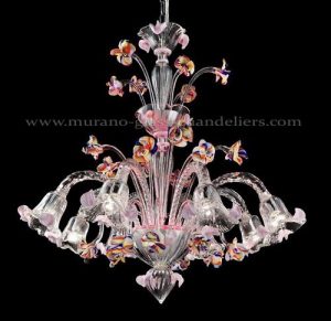 Murano Glass Pink Floral Chandelier | Murano glass chandelier .