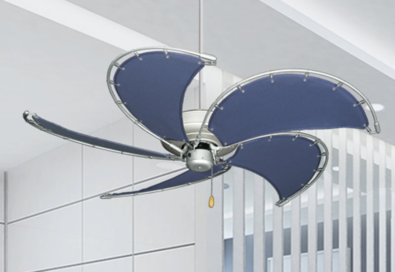 Raindance Ceiling Fan in Brushed Nickel with 52" Nautical Fabric .