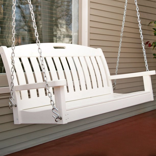 POLYWOOD® Nautical 4 ft. Recycled Plastic Porch Swing - White .