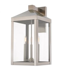 Livex 20585-91 Nyack 3 Light 22 inch Brushed Nickel Outdoor Wall .