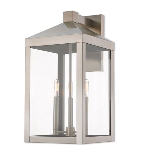 Livex 20585-91 Nyack 3 Light 22 inch Brushed Nickel Outdoor Wall .