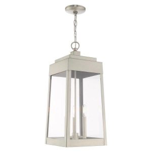 Livex Lighting Oslo Large 3-Light Brushed Nickel Outdoor Pendant .