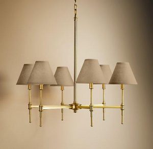 Library 6-Arm Antique Brass Chandeli