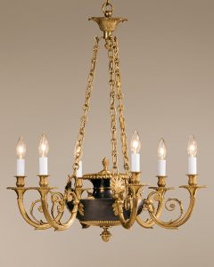 Brass and Bronze Chandelier with antique bronze accen