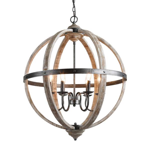 LNC Navejo 6-Light Weathered Gray Orb Chandelier A03538 - The Home .