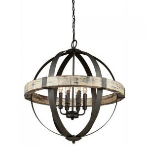 Castello Black & Wood Orb Chandelier by Artcraft | Black Light .