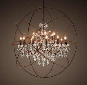 Restoration Hardware Foucault's Orb Crystal Iron Chandelier .