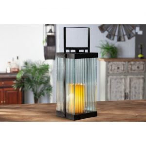 Everlasting Glow Black Battery Powered LED Outdoor Lantern with .