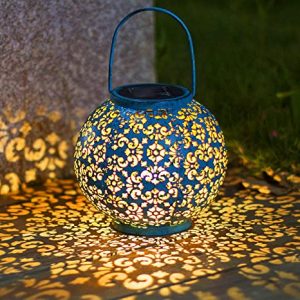 Solar Big Lantern Hanging Garden Outdoor Lights Metal Waterproof .