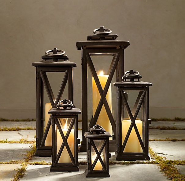 lanterns bronze outdoor candle holders | Wooden lanterns, Large .