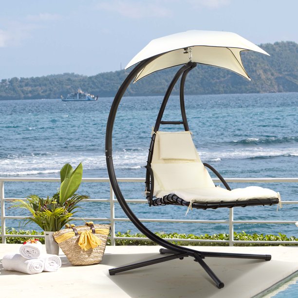 Barton Hanging Chaise Lounger Patio Chair Outdoor Floating Canopy .