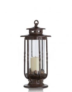 Decorative Hurricane Lantern Glass Candle Holder Cast Iron, Rustic .