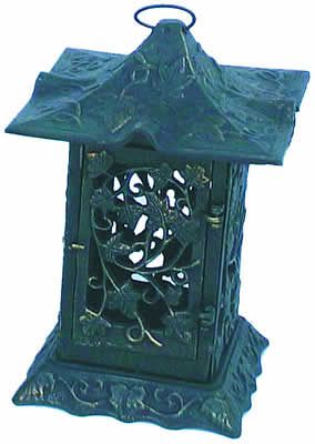 Square Cast Lantern Oriental looking large cast iron lantern. With .