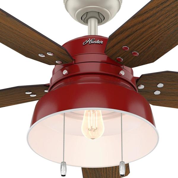 Hunter Mill Valley 52 in. LED Indoor/Outdoor Barn Red Ceiling Fan .