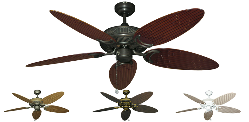 52 inch Atlantis Outdoor Ceiling Fan with Bamboo or Leaf Blad