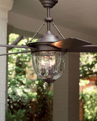 Dark Aged Bronze Outdoor Ceiling Fan with Lantern | Traditional .