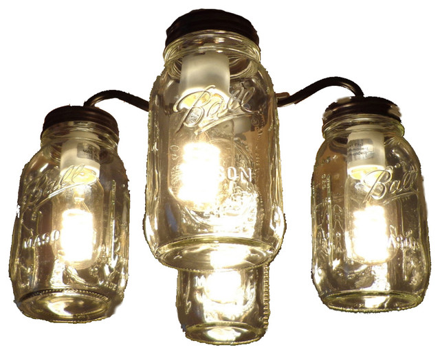 Mason Jar Ceiling Fan Light Kit, New Quart Jars - Farmhouse .