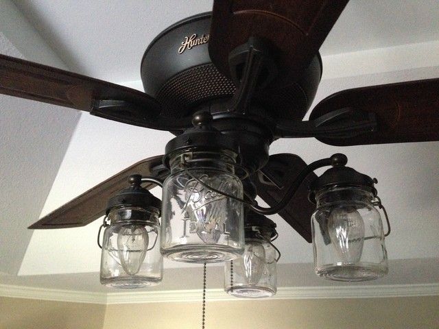 Mason Jar CEILING FAN Light Kit of Vintage Pint Jars | Ceiling fan .