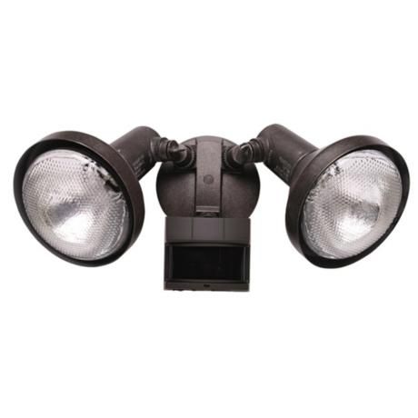 Two Light Rustic Brown Outdoor Spotlight with Motion Sensor .