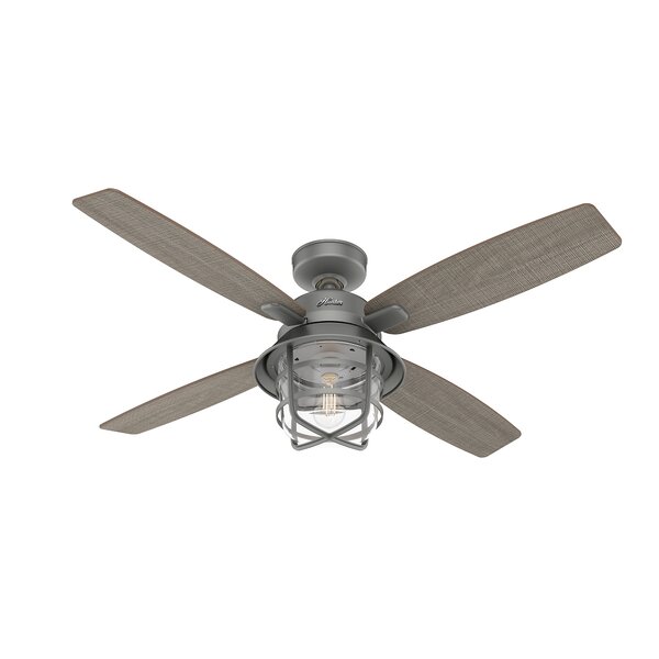 Hunter Fan 52" Port Royale 4 Blade Outdoor Ceiling Fan with Remote .