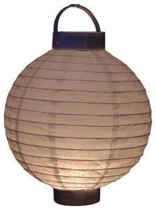 LED White Fabric Garden Patio Chinese Lanterns, Set of 3 - Asian .