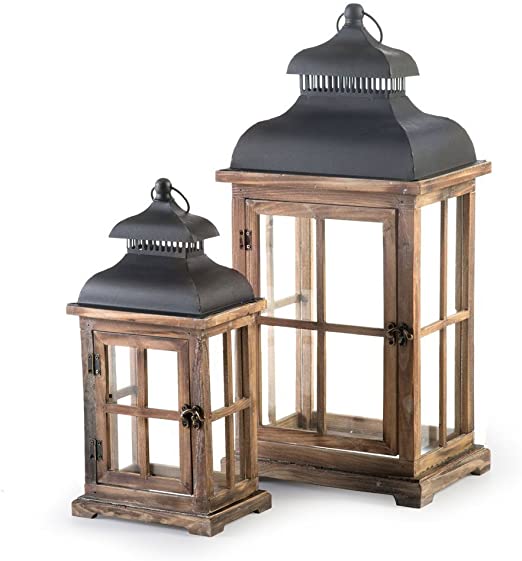 Amazon.com: Wooden Vintage Lantern Indoor or Outdoor Decorative .
