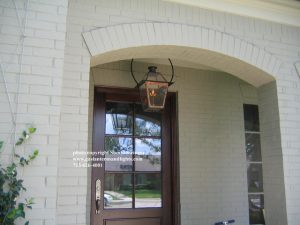 Sheryl's New Orleans Style Gas Lantern with Glass Top Hanging by .