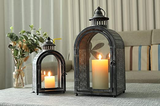 Amazon.com: JHY DESIGN Set of 2 Antique Grey Decorative Lanterns .