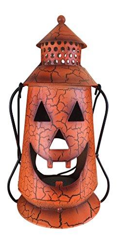 Halloween Pumpkin Rustic Small Lantern with Handle - Metal Jack O .