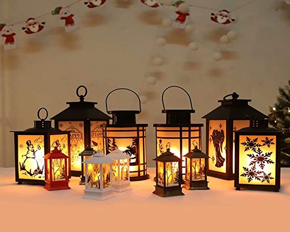 Amazon.com: Christmas Lantern Electric Kerosene Lamp Votive in .