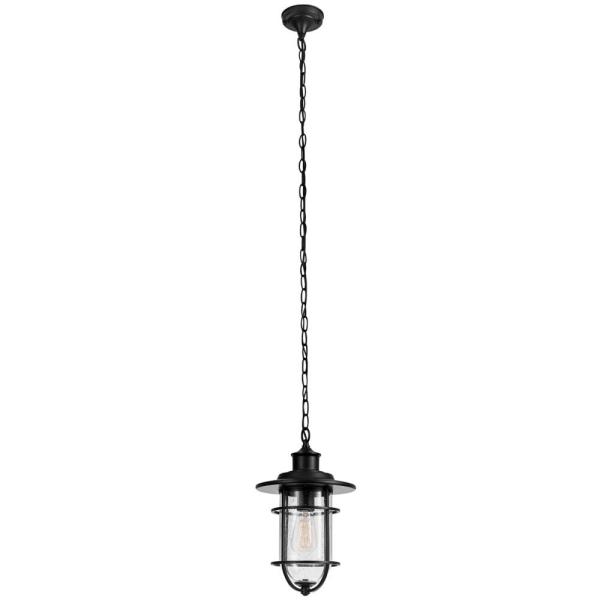 Globe Electric Turner 1-Light Black Outdoor Hanging Wall Lantern .