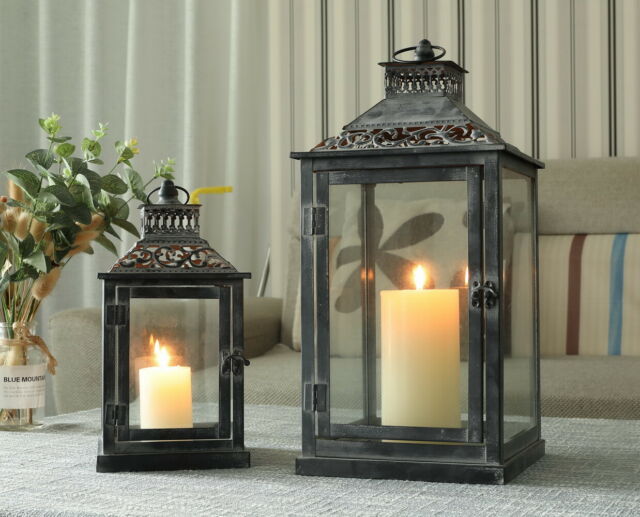 Hanging Candle Lanterns Outdoor Rustic Solar Powered Decorative .