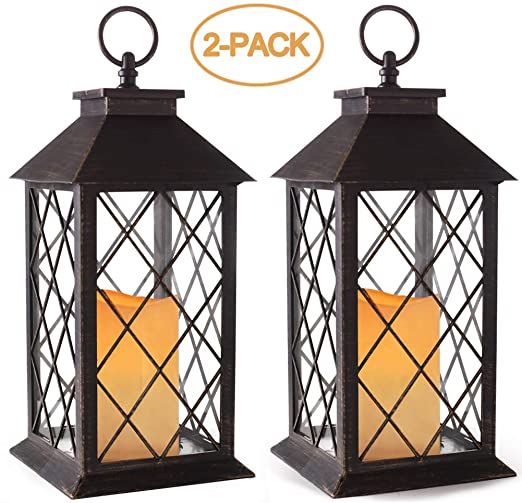Amazon.com: Bright Zeal 2-Pack 14" Vintage Candle Lantern with LED .